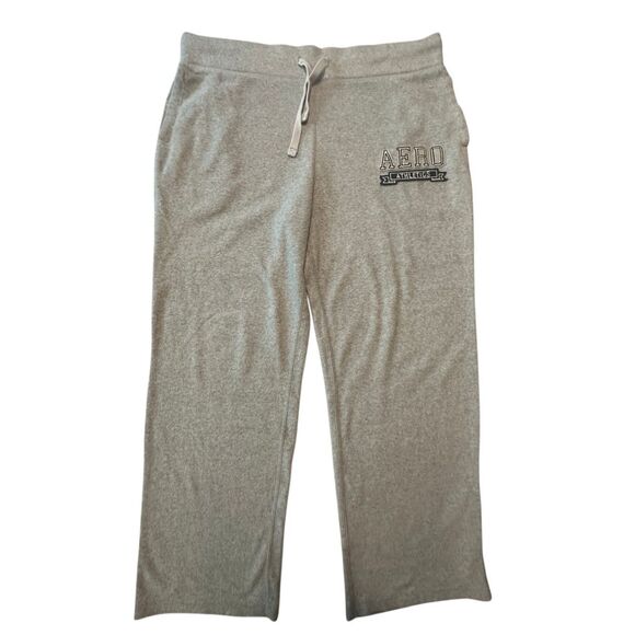 Aeropostale Women's Gray Wide Leg Y2K Fleece Athletic Sweatpants Size XL - Picture 1 of 5